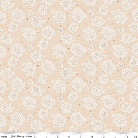 Forgotten Memories Floral C12754 Blush - Riley Blake Designs - Line-Drawn Roses Flowers - Quilting Cotton Fabric