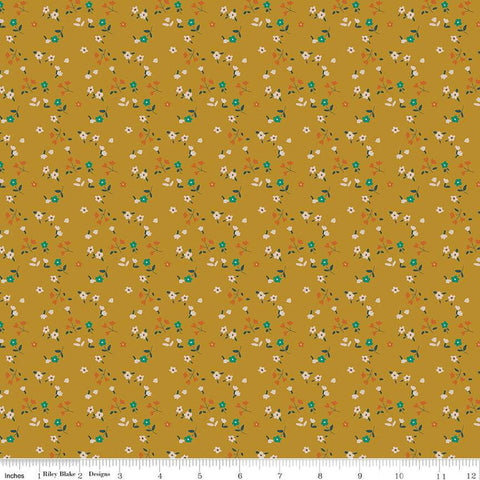 Forgotten Memories Ditsy C12756 Gold - Riley Blake Designs - Floral Flowers - Quilting Cotton Fabric