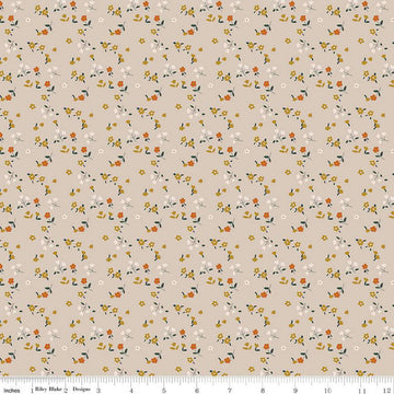 SALE Forgotten Memories Ditsy C12756 Taupe - Riley Blake Designs - Floral Flowers - Quilting Cotton Fabric