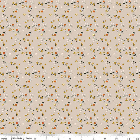 Forgotten Memories Ditsy C12756 Taupe - Riley Blake Designs - Floral Flowers - Quilting Cotton Fabric