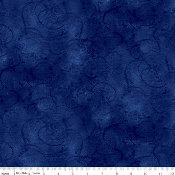 Painter's Watercolor Swirl C680 Royal - Riley Blake Designs - Blue Tone-on-Tone - Quilting Cotton Fabric