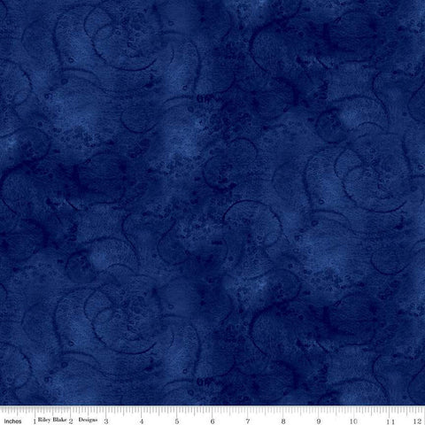 SALE Painter's Watercolor Swirl C680 Royal - Riley Blake Designs - Blue Tone-on-Tone - Quilting Cotton Fabric