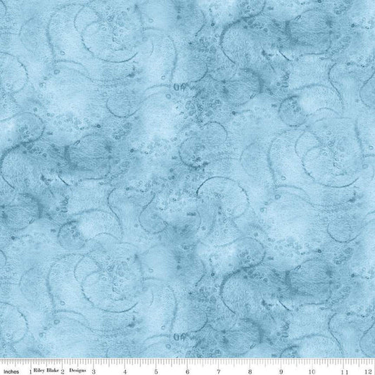 Painter's Watercolor Swirl C680 Cornflower - Riley Blake Designs - Blue Tone-on-Tone - Quilting Cotton Fabric