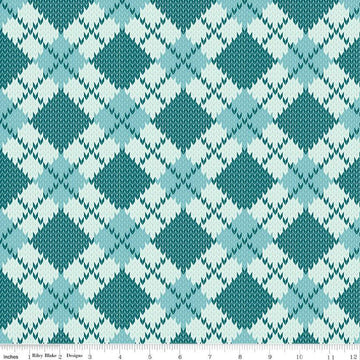 SALE Forest Friends Argyle C12692 Glacier - Riley Blake Designs - Geometric PRINTED Knitted Sweater Pattern - Quilting Cotton Fabric