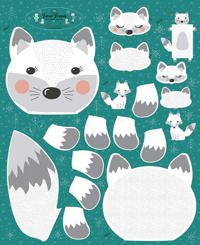 Forest Friends Child Sleeping Bag Panel PD12697 Arctic by Riley Blake Designs - DIGITALLY PRINTED Fox - Quilting Cotton Fabric