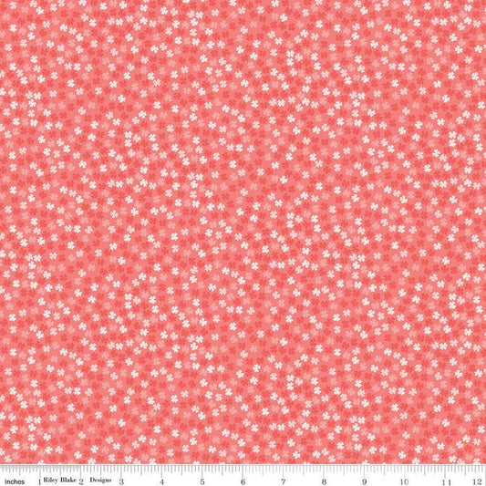 Fable Tiny Blooms C12716 Coral - Riley Blake Designs - Floral Flowers - Quilting Cotton Fabric