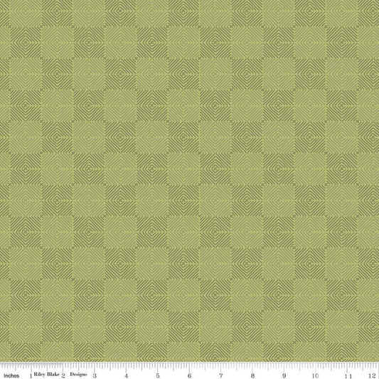 SALE Fable Tile  C12717 Olive - Riley Blake Designs - Checkerboard Checks Check Geometric - Quilting Cotton Fabric