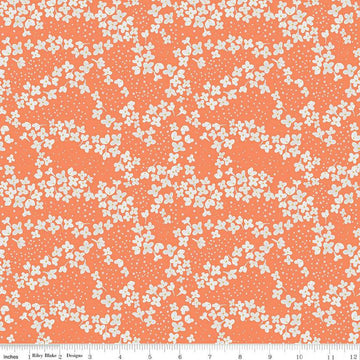 DEAL With a Flourish Blossoms C12732 Salmon - Riley Blake Designs - Floral Flowers Dots - Quilting Cotton Fabric