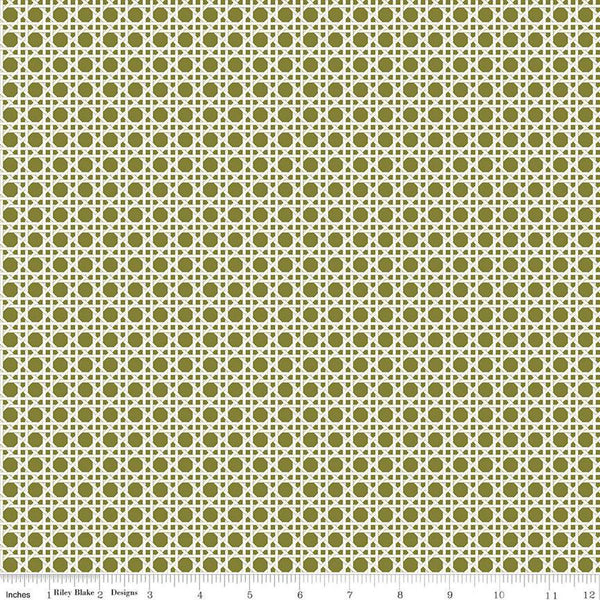 SALE With a Flourish Weave C12733 Green - Riley Blake Designs - Geometric Basket Weave - Quilting Cotton Fabric