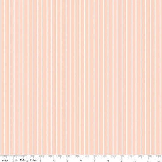 DEAL With a Flourish Stripe C12735 Blush - Riley Blake Designs - Blush Cream Ticking Stripes Striped - Quilting Cotton Fabric