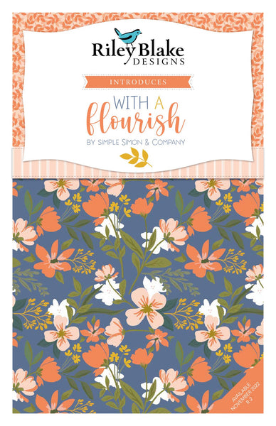 SALE With a Flourish Fat Quarter Bundle 21 pieces - Riley Blake Designs - Pre cut Precut - Floral - Quilting Cotton Fabric
