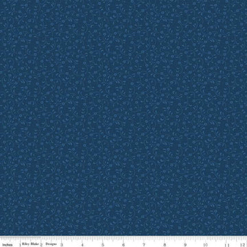 Floret Navy - Riley Blake Designs - Flowers Floral Tone-on-Tone - Quilting Cotton Fabric