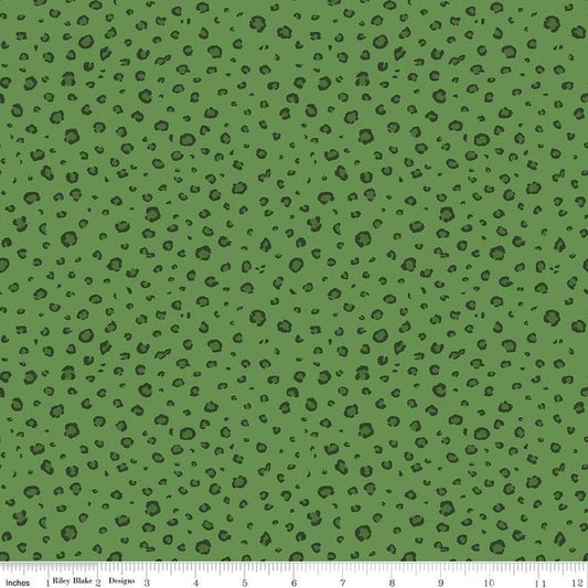 SALE Leafy Keen Spots C12644 Clover - Riley Blake Designs - Leopard Spots Animal Print - Quilting Cotton Fabric