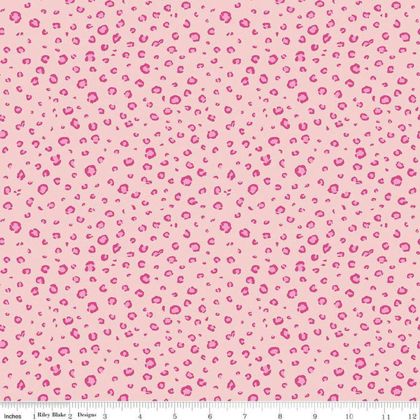 23" End of Bolt - Leafy Keen Spots C12644 Pink - Riley Blake Designs - Leopard Spots Animal Print - Quilting Cotton Fabric