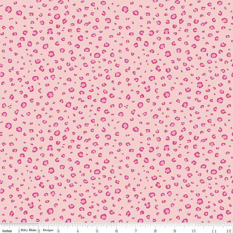 23" End of Bolt - Leafy Keen Spots C12644 Pink - Riley Blake Designs - Leopard Spots Animal Print - Quilting Cotton Fabric