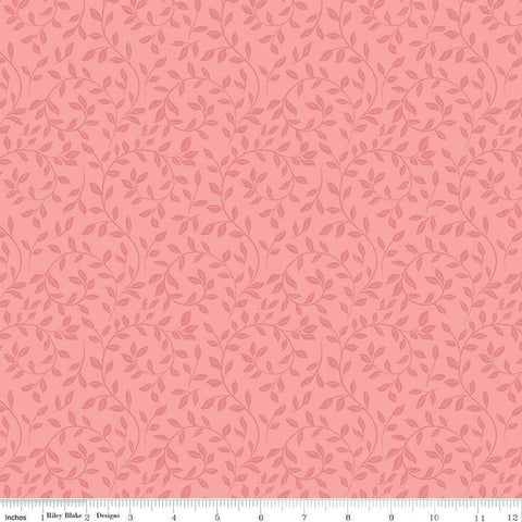 At First Sight Vines C12683 Coral - Riley Blake Designs - Leaves Tone-on-Tone - Quilting Cotton Fabric