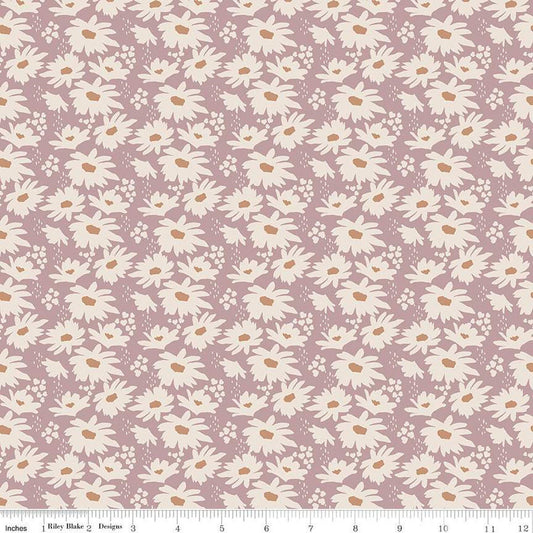 SALE Forgotten Memories Daisy C12751 Amethyst - Riley Blake Designs - White Daisies Floral Flowers - Quilting Cotton Fabric