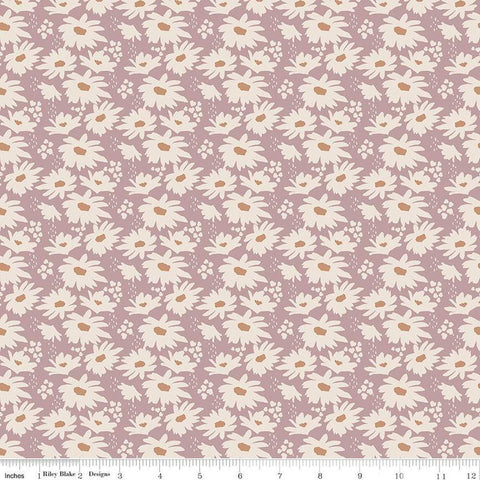 Forgotten Memories Daisy C12751 Amethyst - Riley Blake Designs - White Daisies Floral Flowers - Quilting Cotton Fabric