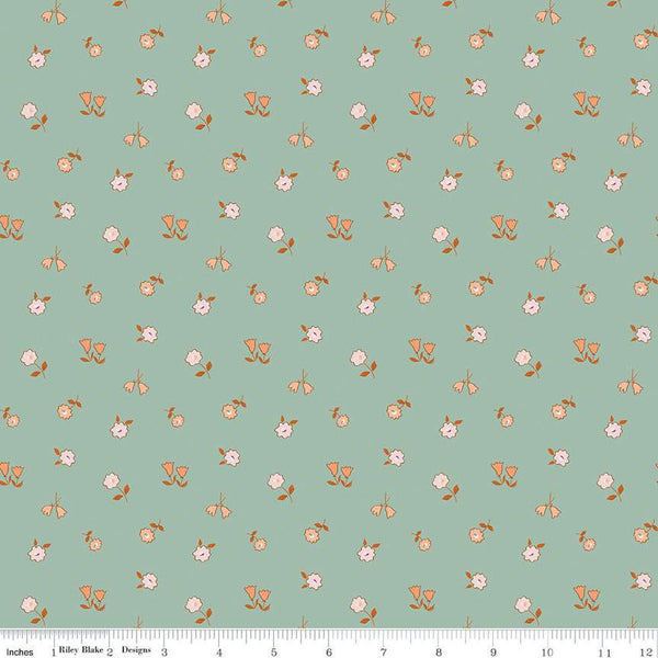 SALE Forgotten Memories Blossom C12752 Sea Glass - Riley Blake Designs - Floral Flowers - Quilting Cotton Fabric