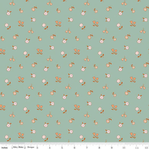 SALE Forgotten Memories Blossom C12752 Sea Glass - Riley Blake Designs - Floral Flowers - Quilting Cotton Fabric