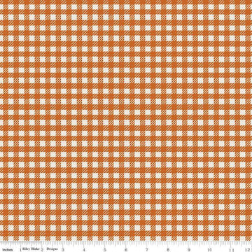 SALE Forgotten Memories PRINTED Gingham C12755 Autumn - Riley Blake Designs - Checks Off White Orange - Quilting Cotton Fabric