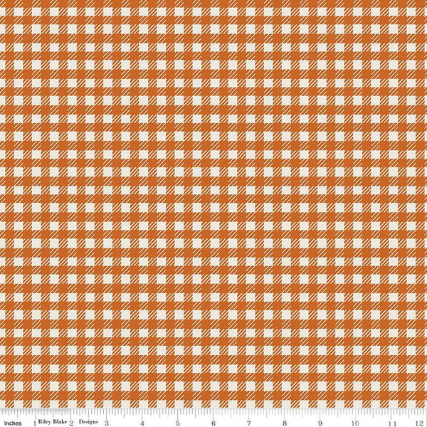 Forgotten Memories PRINTED Gingham C12755 Autumn - Riley Blake Designs - Checks Off White Orange - Quilting Cotton Fabric