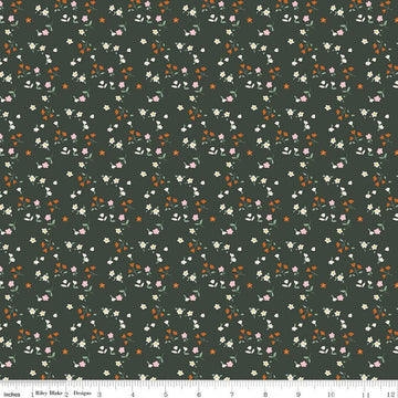 SALE Forgotten Memories Ditsy C12756 Deep Hunter - Riley Blake Designs - Floral Flowers - Quilting Cotton Fabric