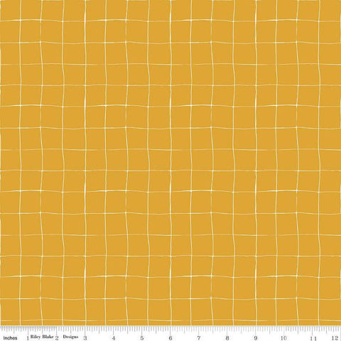 Forgotten Memories Grid C12757 Mustard - Riley Blake Designs - Irregular Grid - Quilting Cotton Fabric