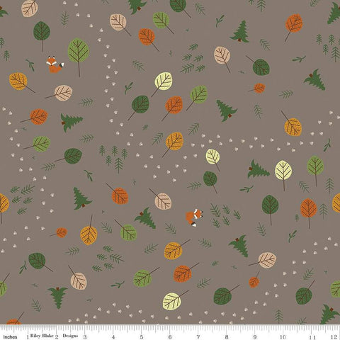 Forest Friends Tracks C12691 Woods - Riley Blake Designs - Animal Tracks Leaves Trees - Quilting Cotton Fabric
