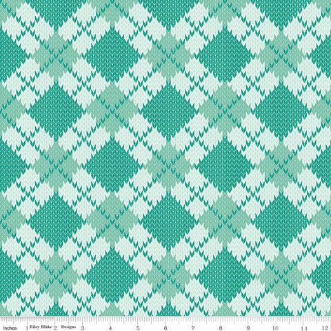 CLEARANCE Forest Friends Argyle C12692 Frost - Riley Blake - Geometric PRINTED Knitted Sweater Pattern - Quilting Cotton Fabric