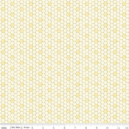 Bumble & Bear Honeycomb C12674 Cream - Riley Blake Designs - Hexagons Hexies - Quilting Cotton Fabric