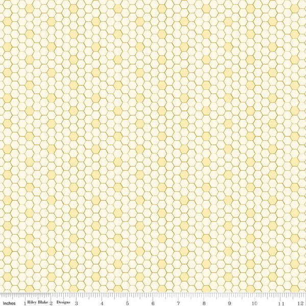 Bumble and Bear Honeycomb C12674 Cream - Riley Blake Designs - Hexagons Hexies - Quilting Cotton Fabric