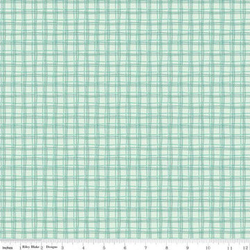 Bumble & Bear Plaid C12676 Mint - Riley Blake Designs - Irregular Grid - Quilting Cotton Fabric