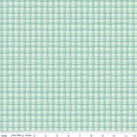 Bumble and Bear Plaid C12676 Mint - Riley Blake Designs - Irregular Grid - Quilting Cotton Fabric