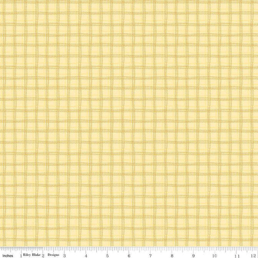 SALE Bumble & Bear Plaid C12676 Sunshine - Riley Blake Designs - Irregular Grid - Quilting Cotton Fabric