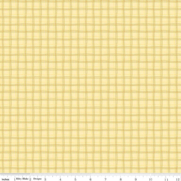 SALE Bumble and Bear Plaid C12676 Sunshine - Riley Blake Designs - Irregular Grid - Quilting Cotton Fabric