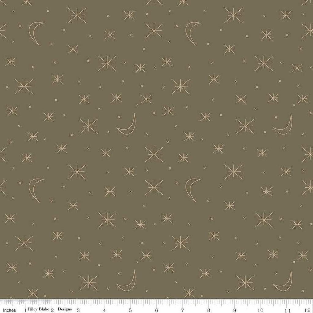 Forest Friends Sky Gazing C12694 Moody - Riley Blake Designs - Asterisk Stars Moons Small Circles - Quilting Cotton Fabric