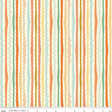 12" End of Bolt - SALE Bumble and Bear Stripe C12678 Cream - Riley Blake Designs - Stripes Striped Zig Zag - Quilting Cotton Fabric