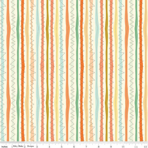 Bumble and Bear Stripe C12678 Cream - Riley Blake Designs - Stripes Striped Zig Zag - Quilting Cotton Fabric