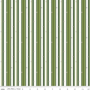 SALE Forest Friends Stripe C12695 Green - Riley Blake Designs - Stripes Striped Paw Prints Animal - Quilting Cotton Fabric