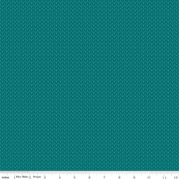 34" End of Bolt - Forest Friends Knitted C12696 Teal - Riley Blake Designs - Geometric - Quilting Cotton Fabric