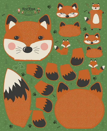 SALE Forest Friends Child Sleeping Bag Panel PD12697 Woodland - Riley Blake Designs - DIGITALLY PRINTED Fox - Quilting Cotton Fabric