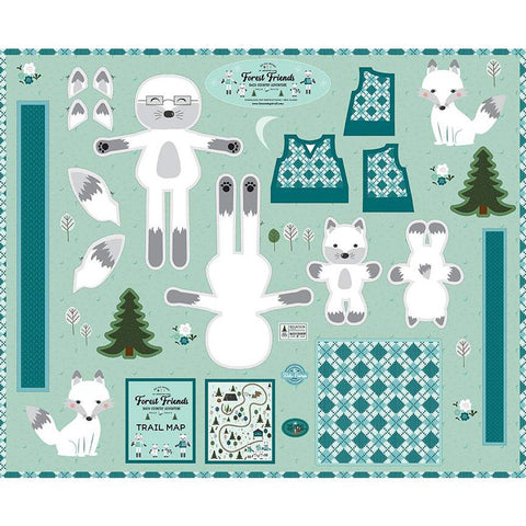 Forest Friends Doll Panel Todd Arctic Fox PD12698 by Riley Blake Designs - DIGITALLY PRINTED Foxes Clothing - Quilting Cotton Fabric