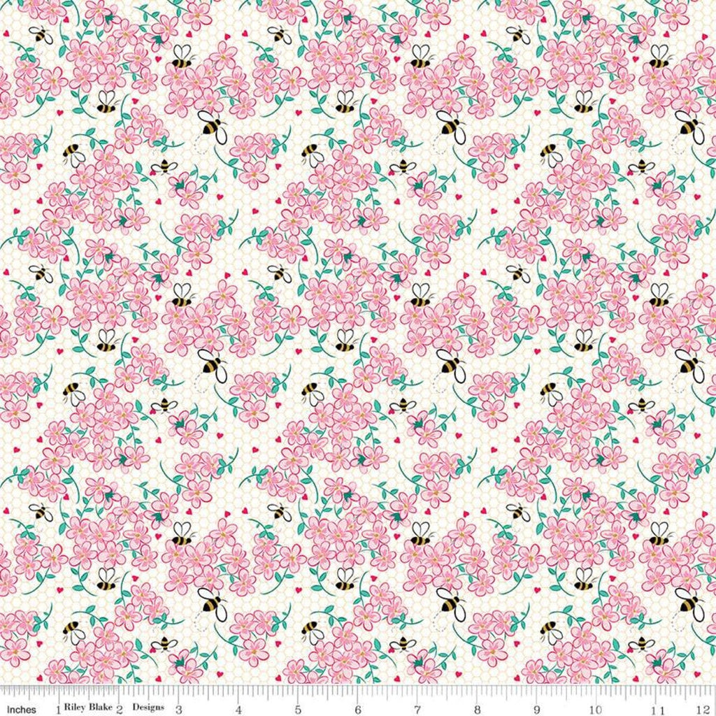 31" end of bolt - Mint for You Floral SC12761 White SPARKLE - Riley Blake - Valentine's Hearts Flowers Gold SPARKLE - Quilting Cotton Fabric