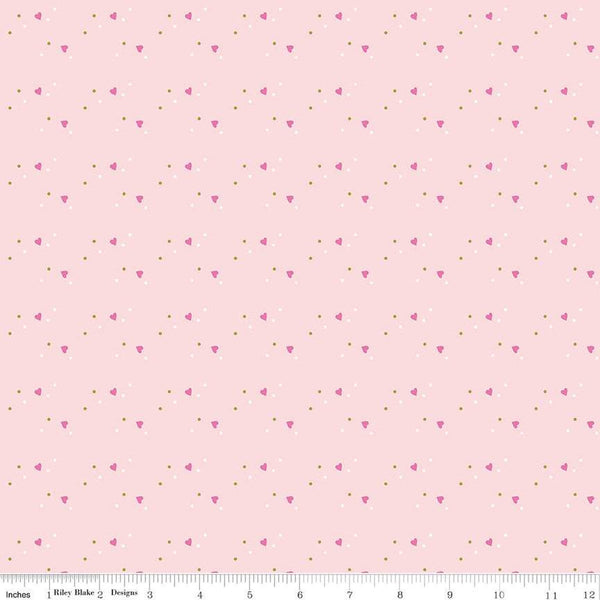 SALE Mint for You Sprinkle Hearts SC12764 Blush SPARKLE - Riley Blake Designs - Valentine's Antique Gold SPARKLE - Quilting Cotton Fabric