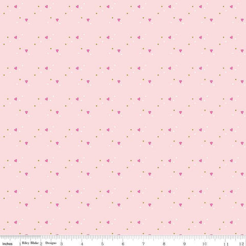 Mint for You Sprinkle Hearts SC12764 Blush SPARKLE - Riley Blake Designs - Valentine's Antique Gold SPARKLE - Quilting Cotton Fabric