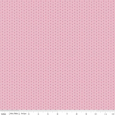 Mint for You Scallops C12765 Pink - Riley Blake Designs - Valentine's Day Valentines Fan Pattern Hearts - Quilting Cotton Fabric