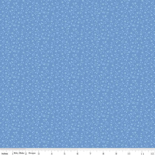 SALE Floret Cornflower - Riley Blake Designs - Flowers Floral Tone-on-Tone - Quilting Cotton Fabric