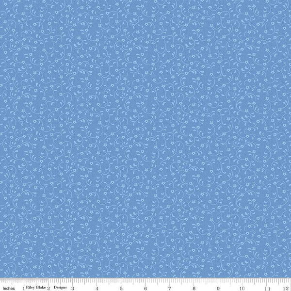 SALE Floret C675 Cornflower - Riley Blake Designs - Flowers Floral Tone-on-Tone - Quilting Cotton Fabric