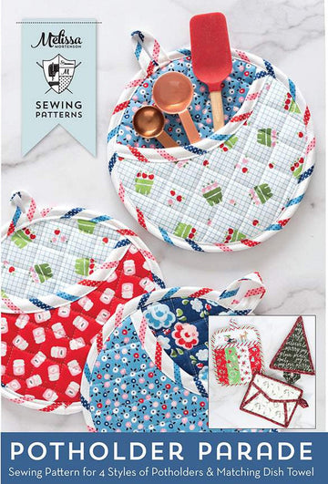 SALE Melissa Mortenson Pot Holder Parade PATTERN - Riley Blake Designs - INSTRUCTIONS Only - 4 Styles DishTowels Hot Pads